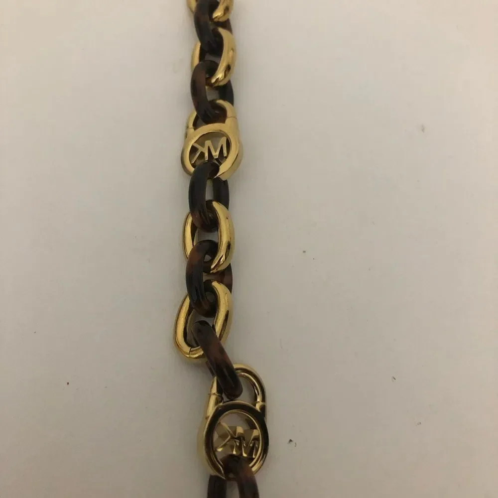 Michael Kors Toggle And Lock Gold and Brown Tortoise Shell Chain Bracelet